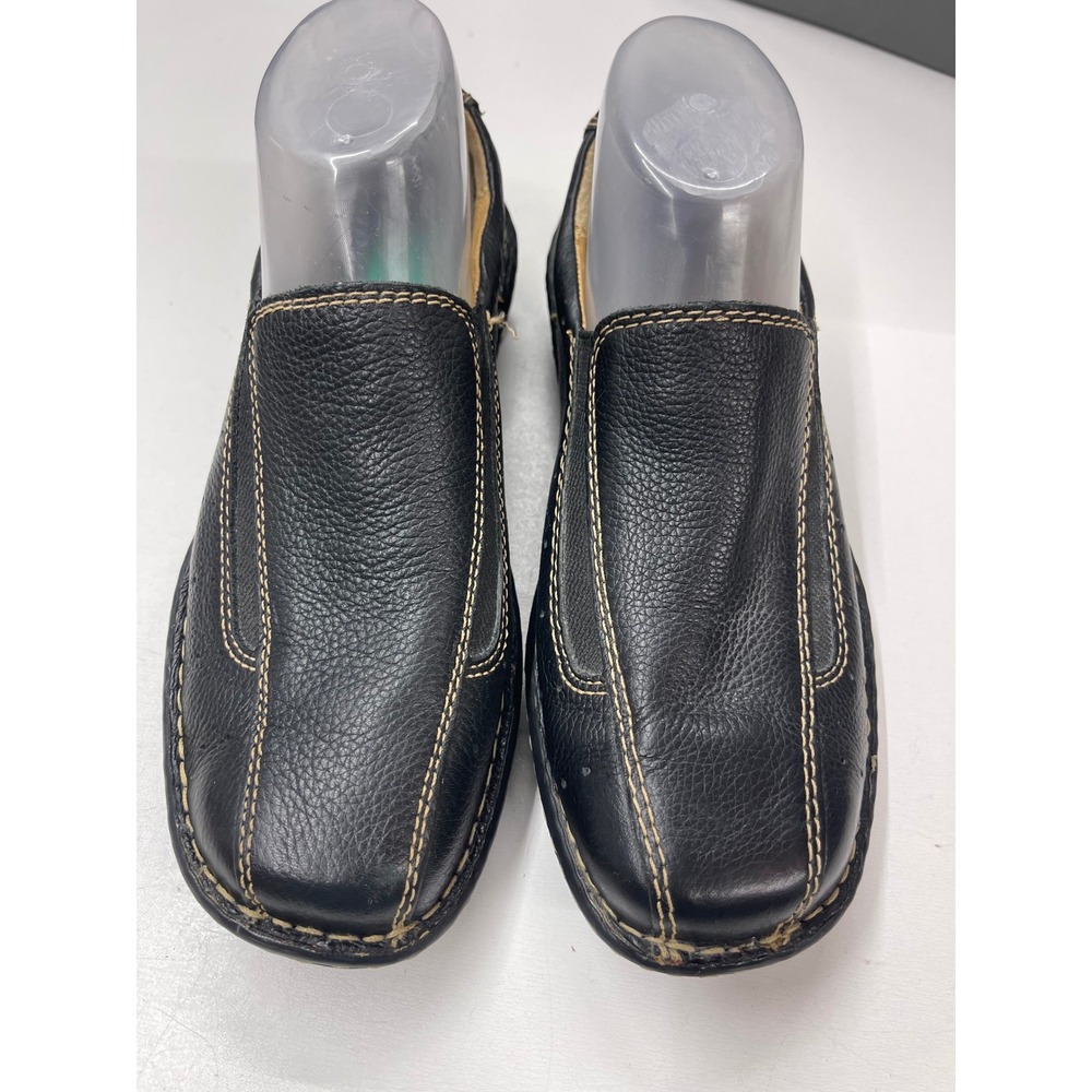 Born Womens Black Leather Slip On Loafers Square Toe Comfort Shoes Size 8